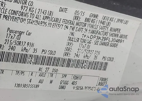 2015 Ford Focus Se from USA, damaged, VIN 1FADP3K29FL304891